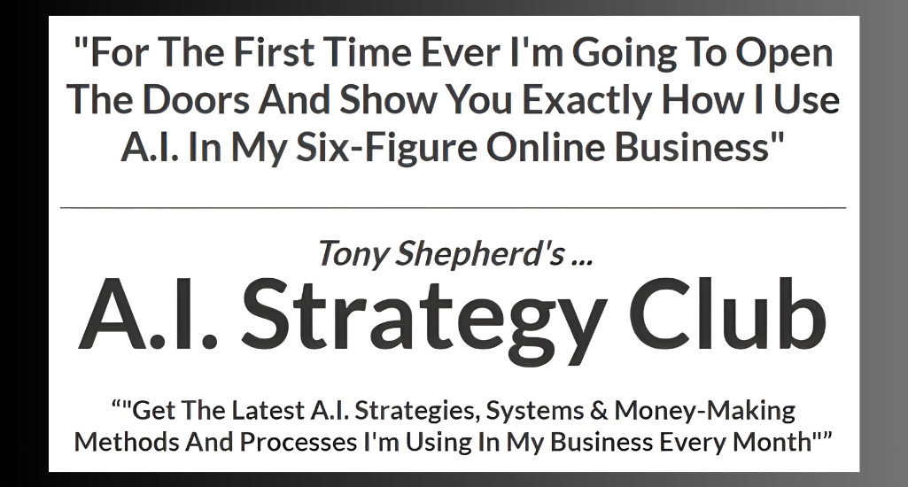 Tony Shepherd – A.I. Strategy Club Download